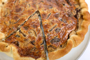 Mushroom hazelnut quiche